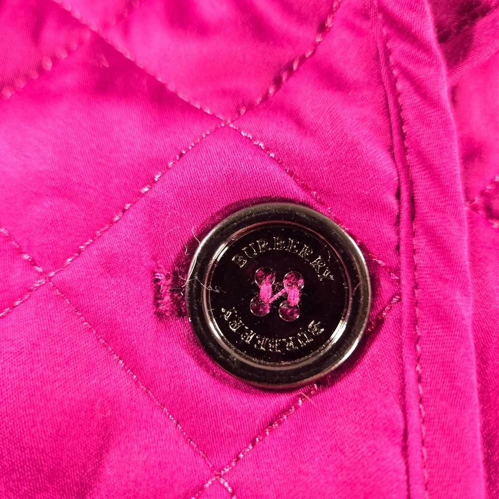 Burberry Quilted Jacket Womens Medium Pink Nova Check Lining Button Up Coat